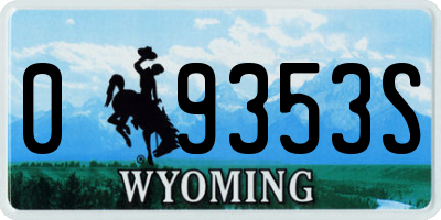 WY license plate 09353S