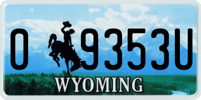 WY license plate 09353U
