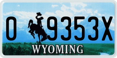 WY license plate 09353X