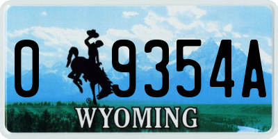 WY license plate 09354A