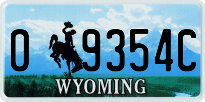 WY license plate 09354C