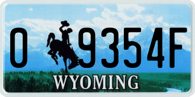 WY license plate 09354F