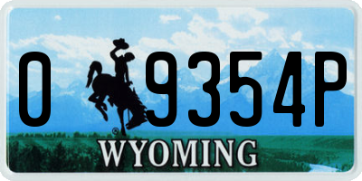 WY license plate 09354P