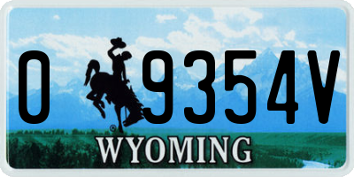 WY license plate 09354V
