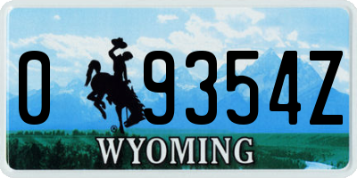 WY license plate 09354Z