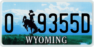 WY license plate 09355D