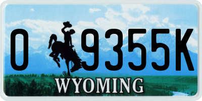 WY license plate 09355K