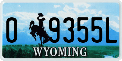 WY license plate 09355L