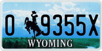 WY license plate 09355X