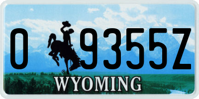 WY license plate 09355Z