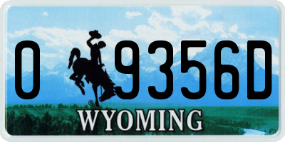 WY license plate 09356D