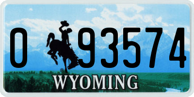 WY license plate 093574