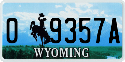 WY license plate 09357A