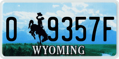 WY license plate 09357F