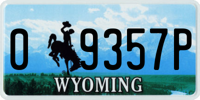 WY license plate 09357P