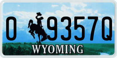 WY license plate 09357Q