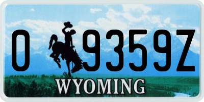 WY license plate 09359Z