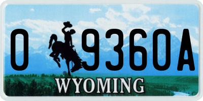 WY license plate 09360A