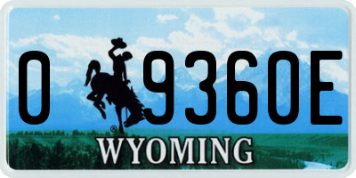 WY license plate 09360E