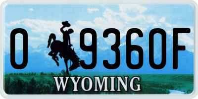 WY license plate 09360F
