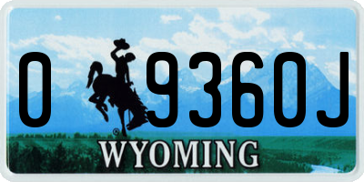 WY license plate 09360J
