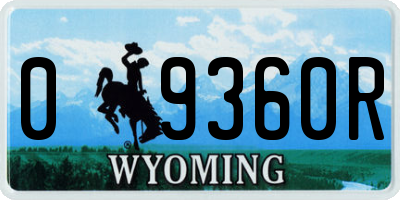 WY license plate 09360R