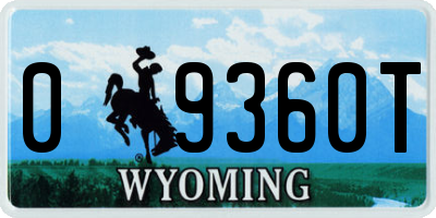 WY license plate 09360T