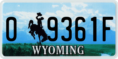 WY license plate 09361F