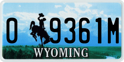 WY license plate 09361M