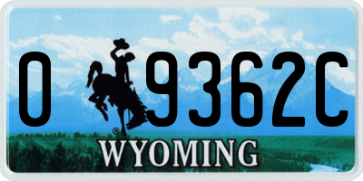 WY license plate 09362C