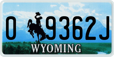 WY license plate 09362J