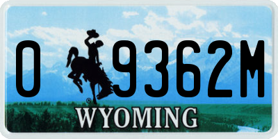 WY license plate 09362M