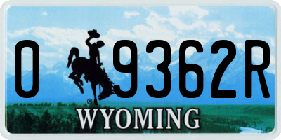 WY license plate 09362R