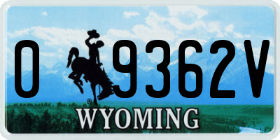 WY license plate 09362V