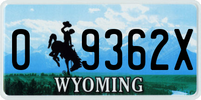WY license plate 09362X