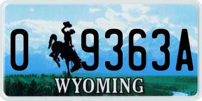 WY license plate 09363A