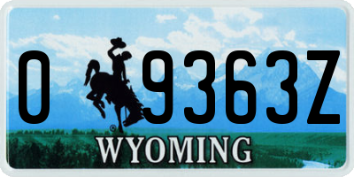 WY license plate 09363Z