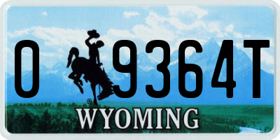 WY license plate 09364T