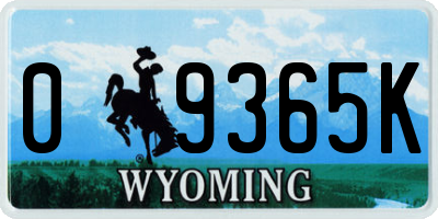 WY license plate 09365K