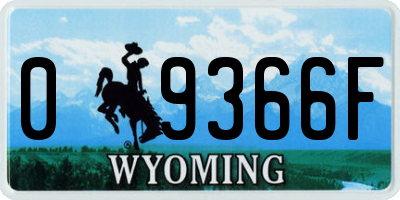 WY license plate 09366F