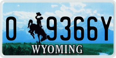 WY license plate 09366Y