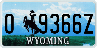 WY license plate 09366Z