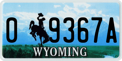 WY license plate 09367A