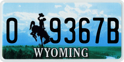 WY license plate 09367B