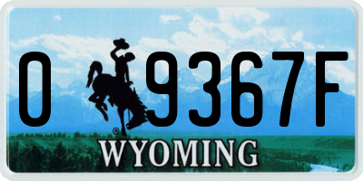 WY license plate 09367F