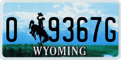 WY license plate 09367G