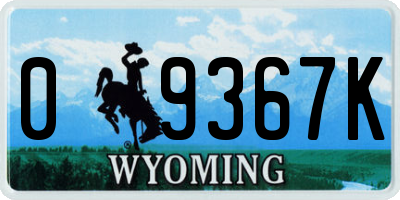 WY license plate 09367K