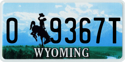 WY license plate 09367T