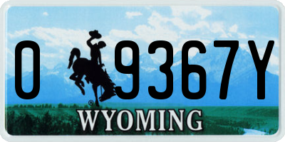 WY license plate 09367Y