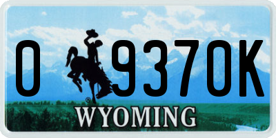 WY license plate 09370K